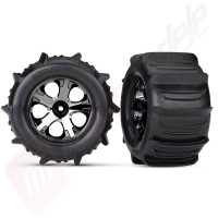 Roti complete, jante crom fumuriu All-Star + anvelope cu padele - automodele electrice TRAXXAS Stampede 4x4